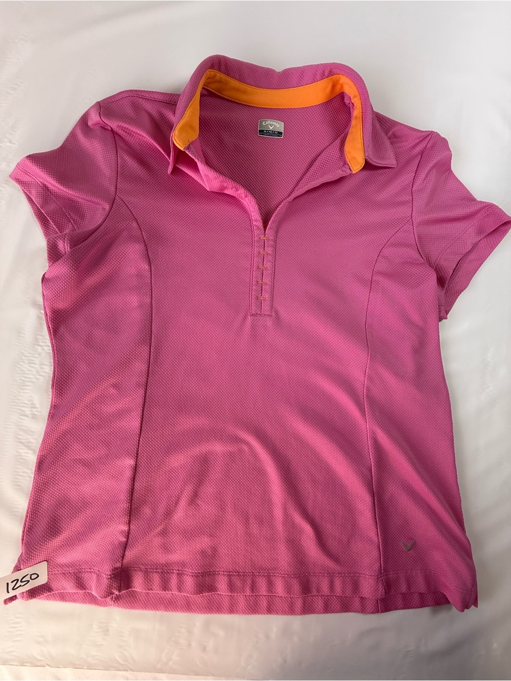 Y2K Callaway Womens Pink Short Sleeve Golf Polo Shirt Orange Collar XL